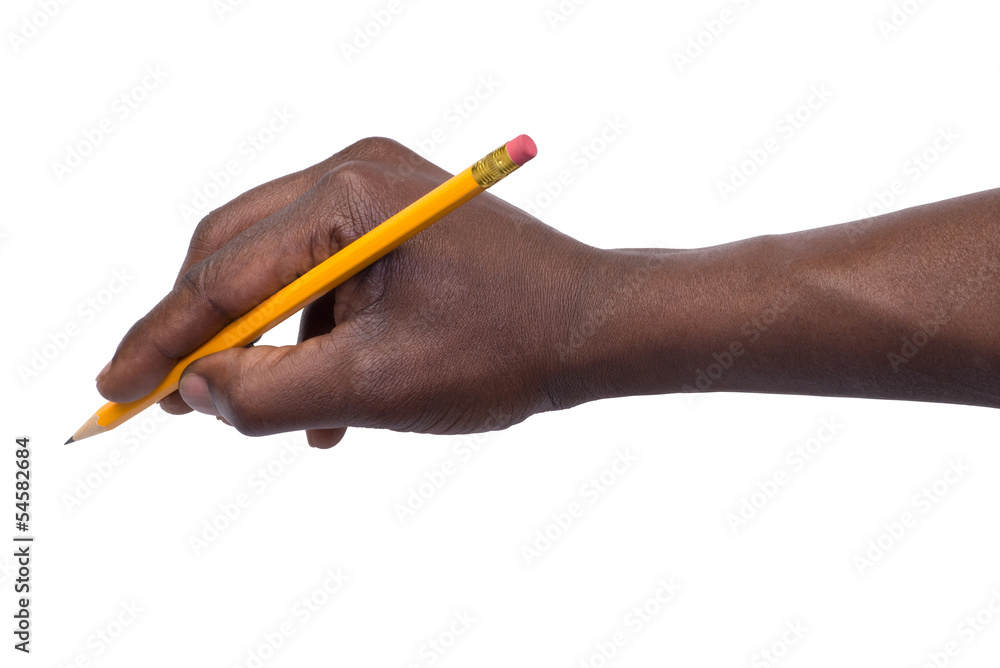 Pencil in hand isolated on white background Pencil in hand isolated on white background