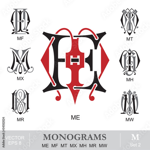 Vintage Monograms ME MF MT MX MH MR MW