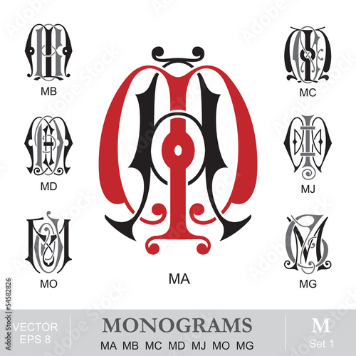 Vintage Monograms MA MB MC MD MJ MO MG
