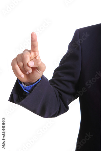Businessman touching button