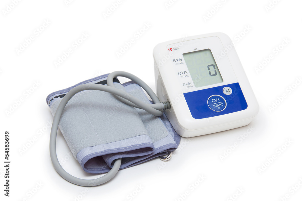Digital blood pressure meter with love heart symbol Digital blood pressure meter with love heart symbol
