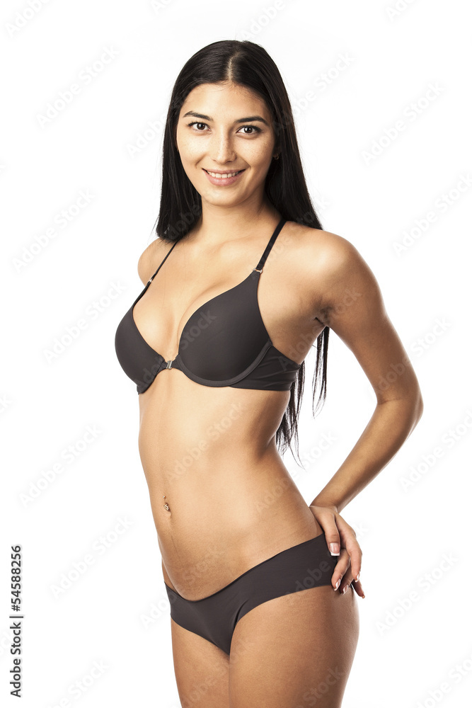 Portrait of a cheerful young woman in lingerie Portrait of a cheerful young woman in lingerie