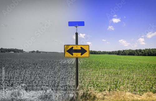 Directional arrow road sign