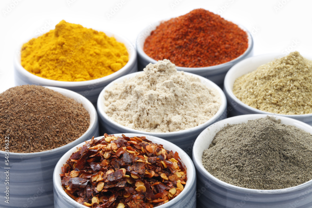 Variety of Raw Authentic Indian Spice Powder