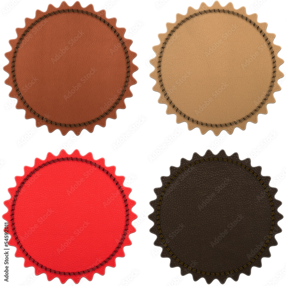 Set from four leather stripes isolated on white Set from four leather stripes isolated on white