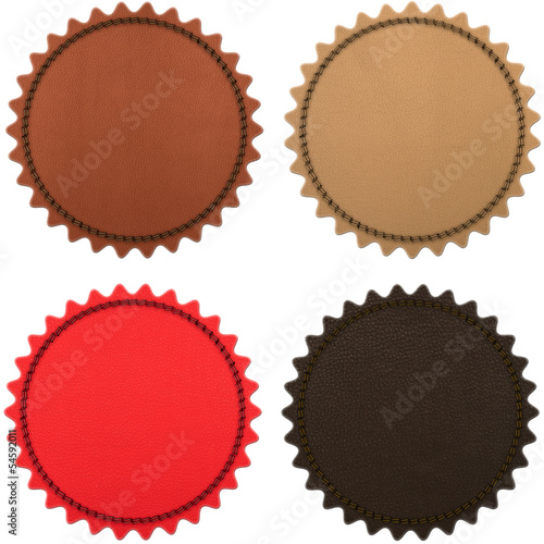 Set from four leather stripes isolated on white