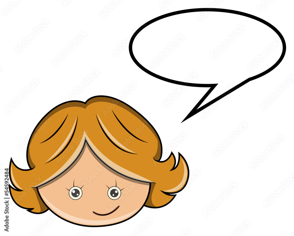 Cartoon Girl with Speech Bubble - Vector Cartoon Illustration Cartoon Girl with Speech Bubble - Vector Cartoon Illustration