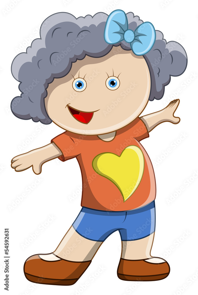Cute Little Beautiful Girl - Vector Cartoon Illustration Cute Little Beautiful Girl - Vector Cartoon Illustration