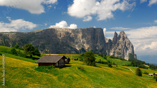 Seiser Alm mit Schlern im Hintergrund