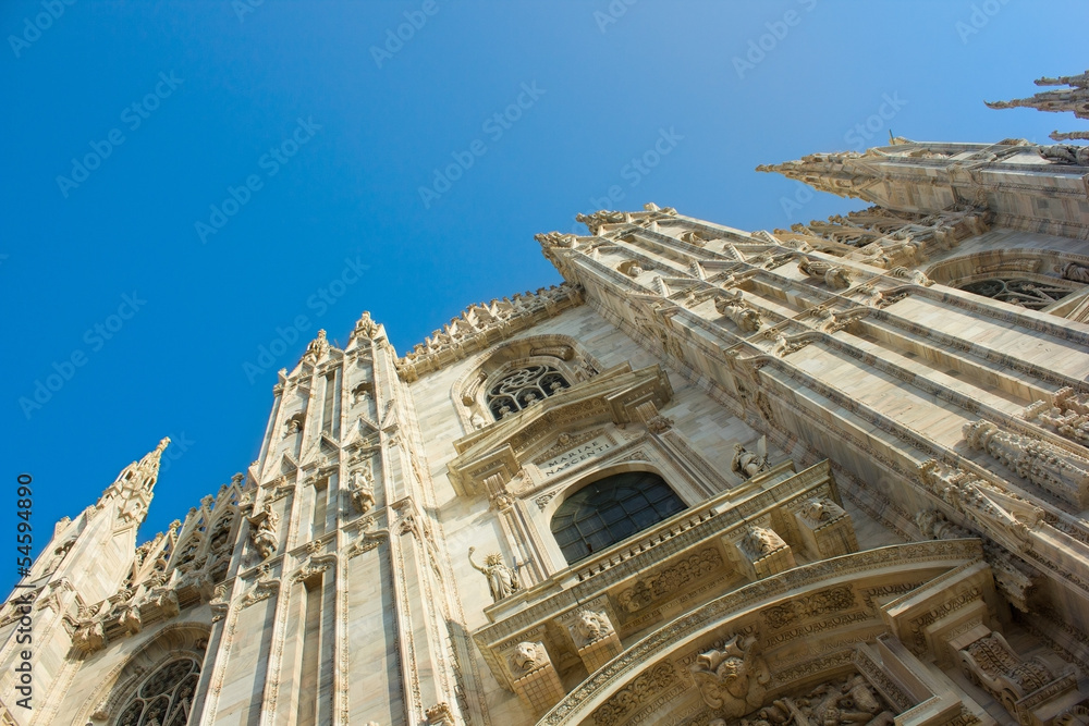 facade of cathedral of Milan, Italy