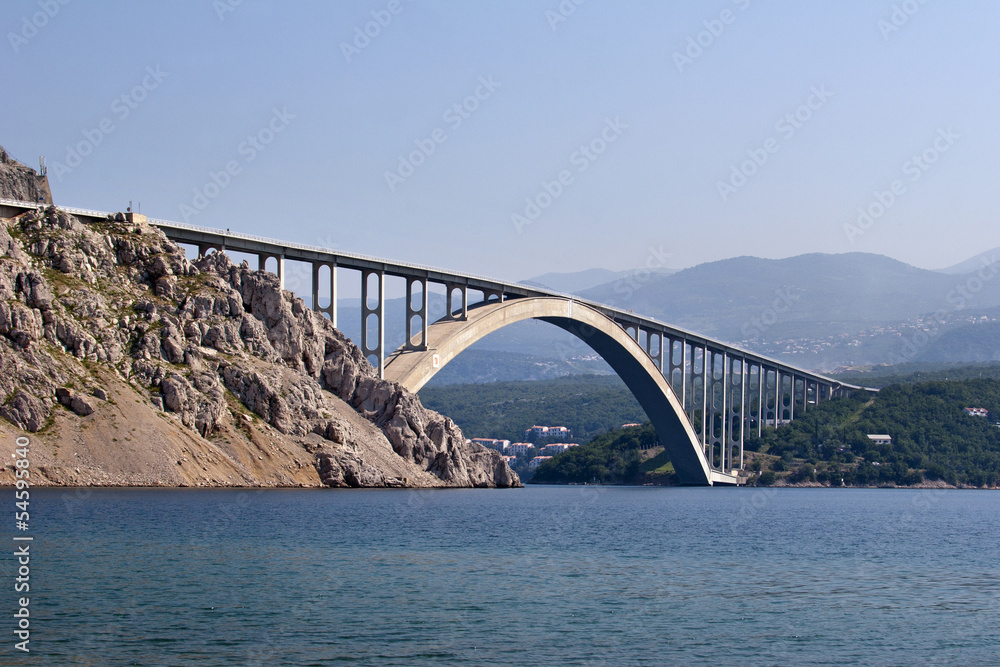 Naklejka premium Bigger arch of bridge Krk, view from water level