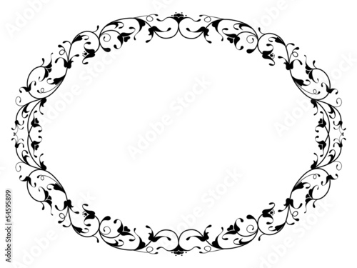 oriental floral ornamental black oval frame