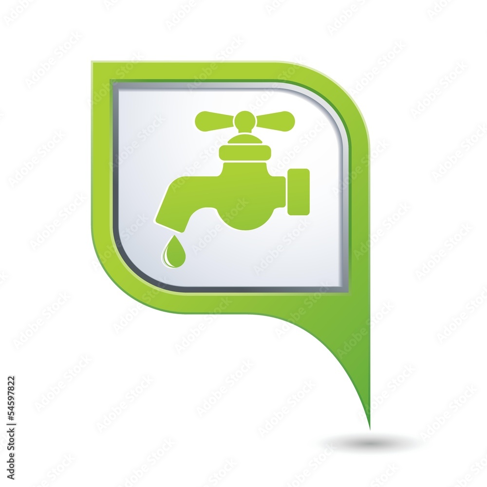 Map pointer with water tap icon