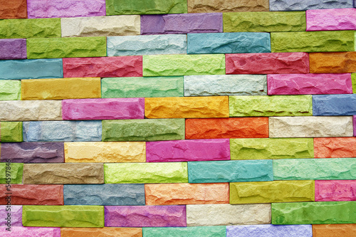 Colorful stone block wall