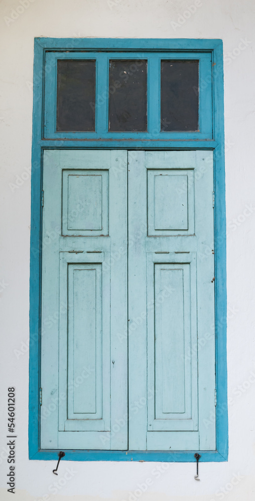 Ancient Blue Wood Window