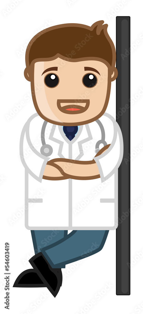 Happy Doctor Profile - Office Cartoon Characters Stock Vector | Adobe Stock