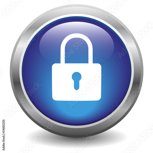 Icône bouton cadenas sécurité bleu