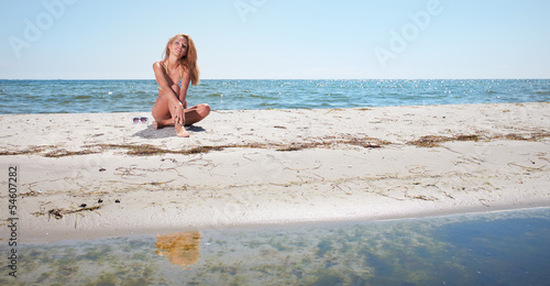 woman on a deserted island