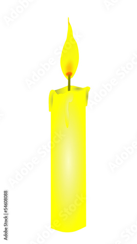 Burning candle - vector illustration.