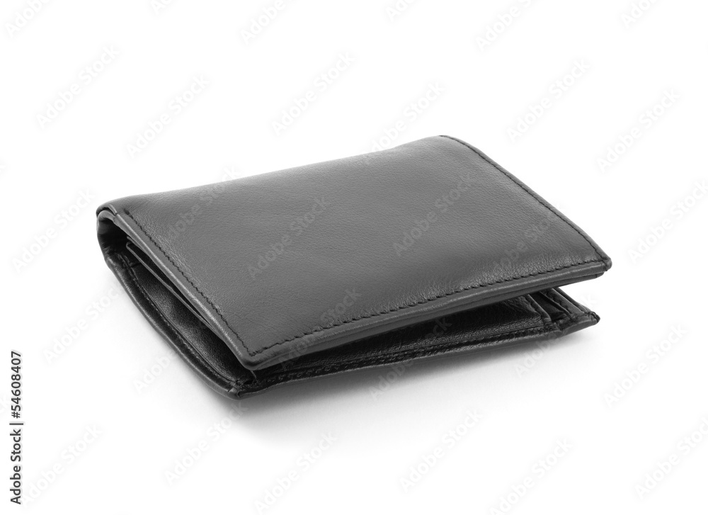 Black leather wallet on white background Black leather wallet on white background