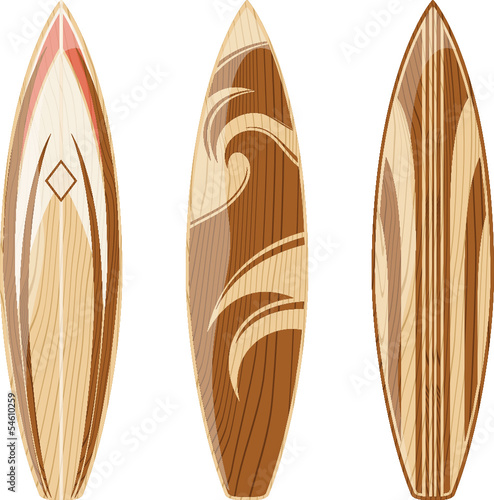 wooden surfboards vector