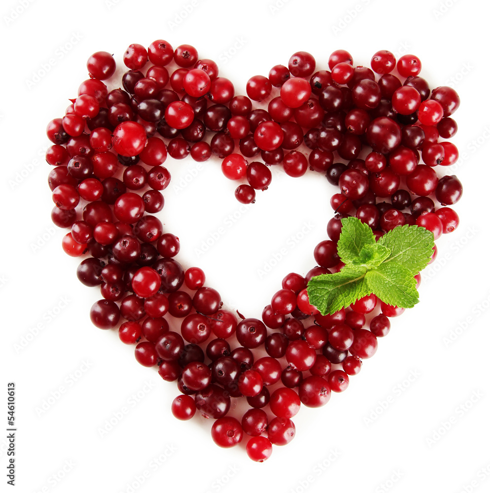 Ripe red cranberries, isolated on white. Ripe red cranberries, isolated on white.