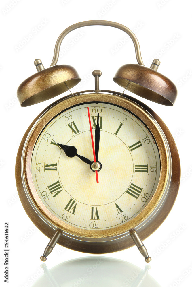 Old alarm clock isolated on white Old alarm clock isolated on white