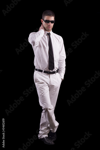 young man with white suit