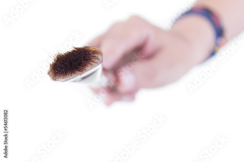 Brush in hand on white background