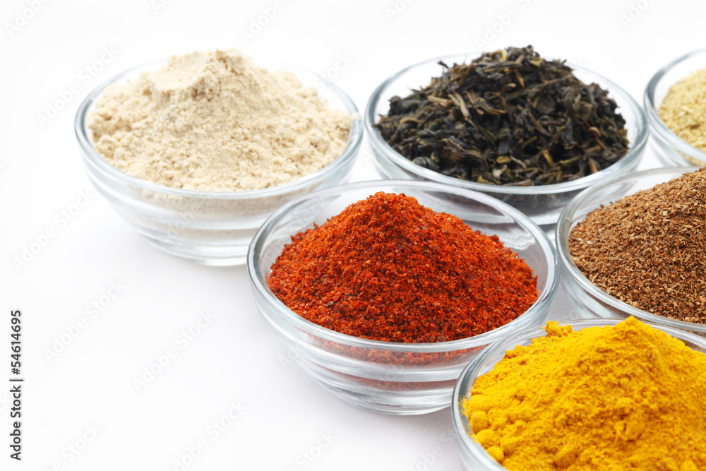 Variety of Raw Authentic Indian Spice Powder