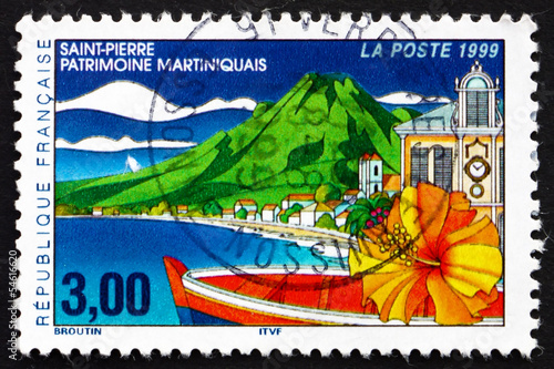 Obraz na płótnie Postage stamp France 1999 Saint Pierre, Martinique w salonie