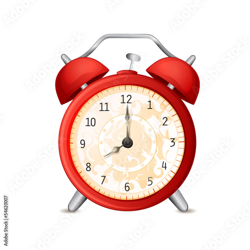 Old-fashioned alarm clock isolated on white