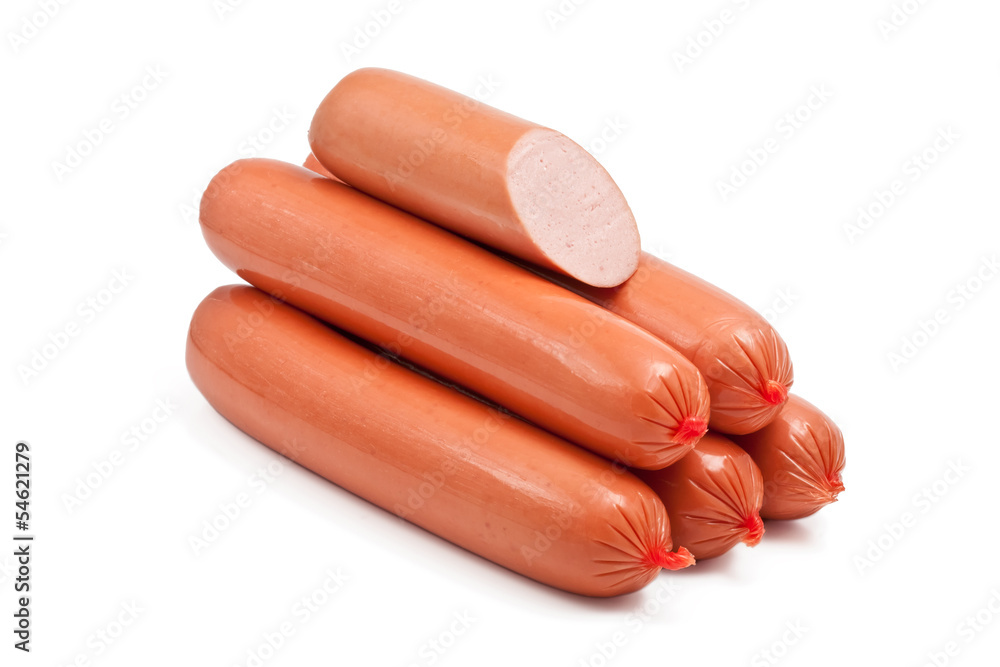 Sausages are isolated on a white background Sausages are isolated on a white background