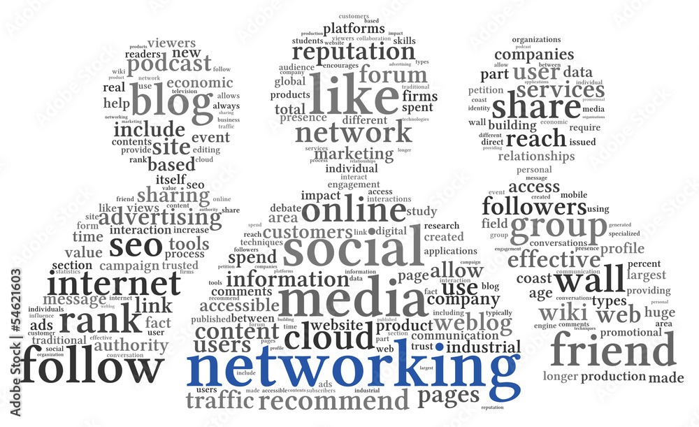 Fototapeta premium Social networking conept in word tag cloud
