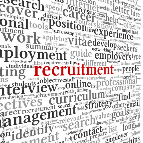 Recruitment concept in word tag cloud