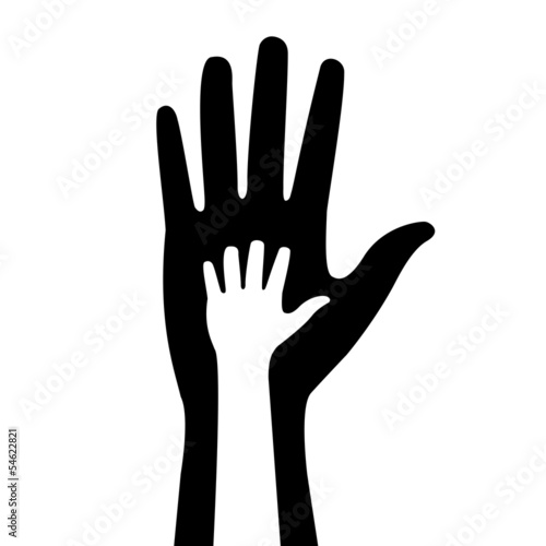 silhouettes of adult and children's hands