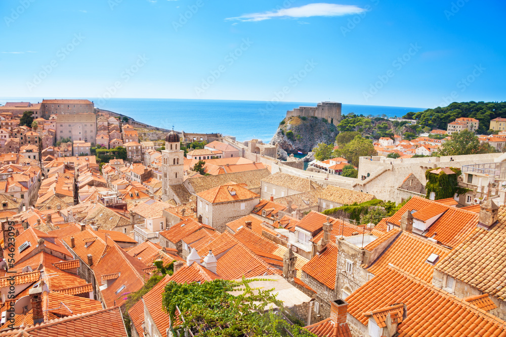 Panorama of Dubrovnik city and walls