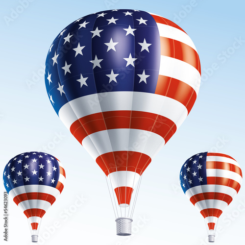 Vector illustration of hot air balloons as Usa flag