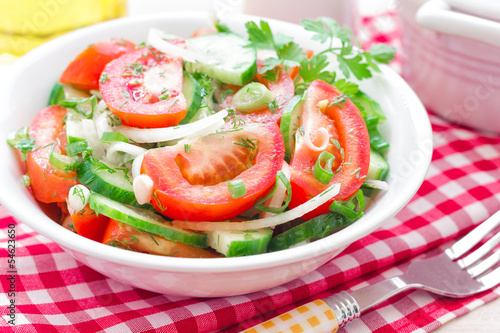 Salad with tomatoes and cucumbers