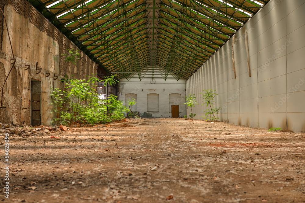 Abandoned industrial interior with bright light Abandoned industrial interior with bright light