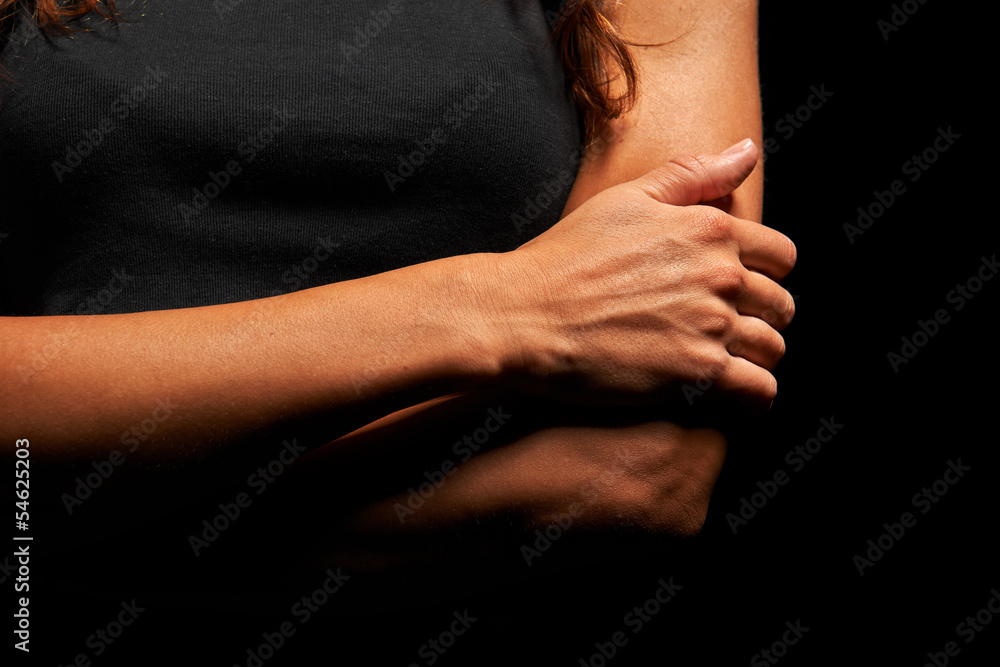 Elbow of a muscular woman
