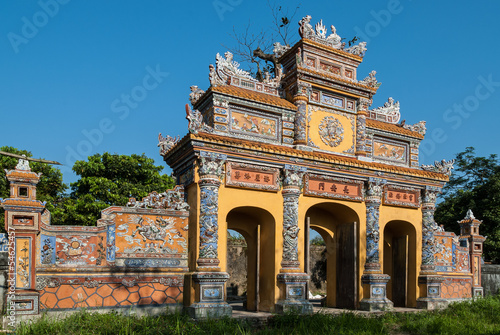 Gate in the old imperial city of Hue, Vietnam photo