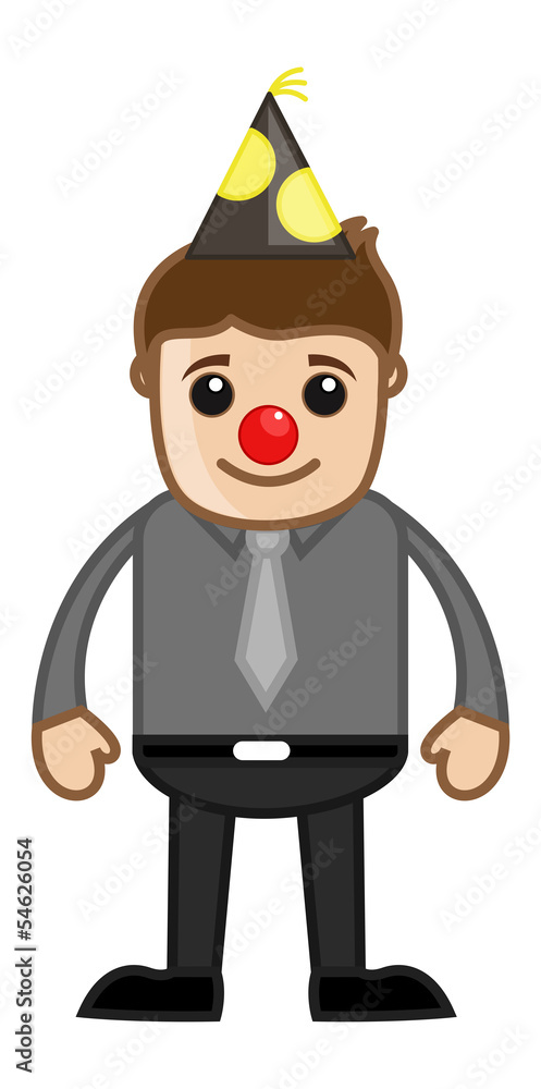 Man with Funny Joker Nose - Cartoon Business Character Man with Funny Joker Nose - Cartoon Business Character