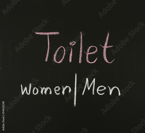 toilet sign on blackboard