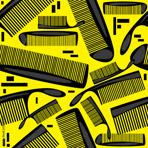seamless pattern combs on yellow background