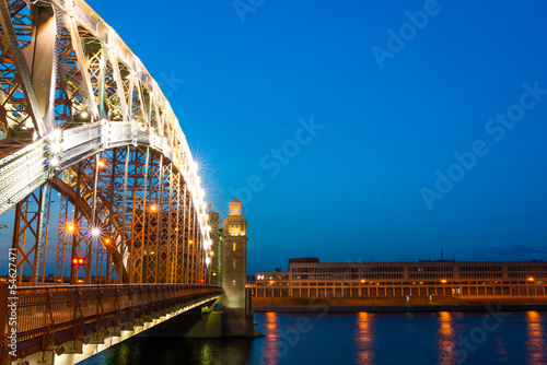 The raised bridge 5. Bolsheokhtinsky Bridge. St.-Petersburg.