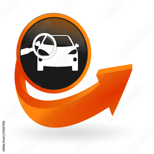 contrôle technique automobile sur web bouton flèche orange