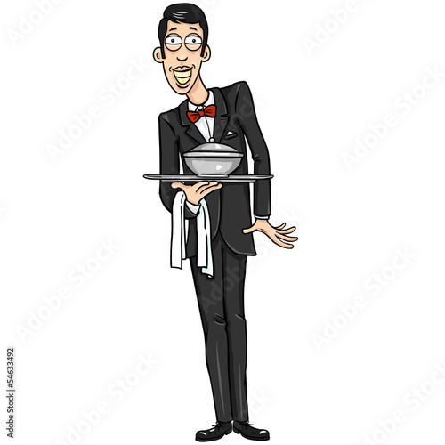 vector character - smiling waiter