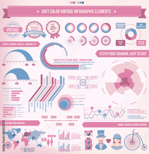 Soft Color Vintage Infographic Elements