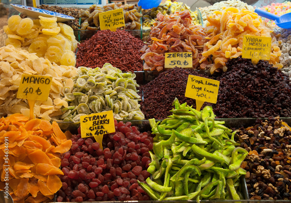 Market stall with dried fruit